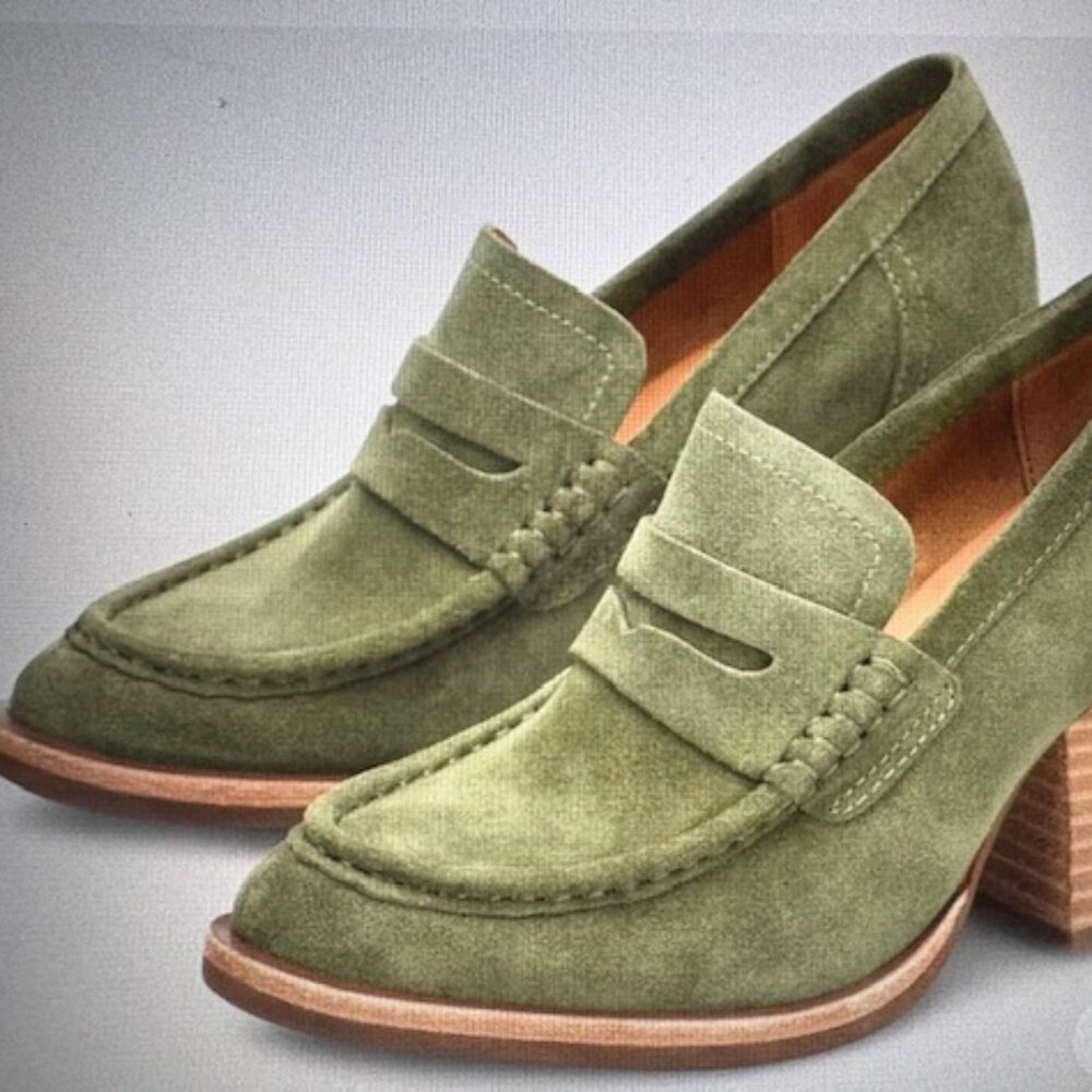 Kork- ease Modeste Green Suede Penny Loafer Pump (Women)